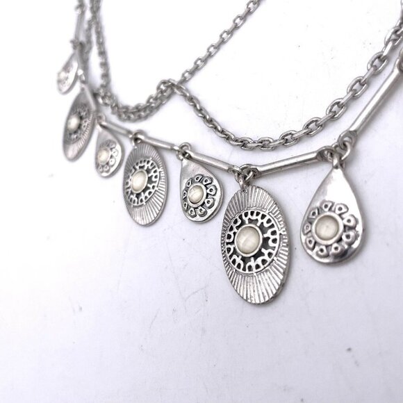 Lucky Brand Chain Disc Pendant Necklace Silver Tone Lobster Closure 20" - Picture 3 of 6